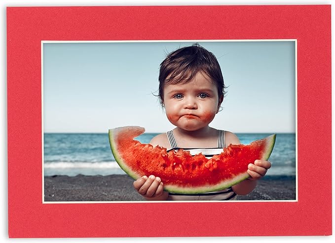 8.5x11 Mat Bevel Cut for 7x9 Photos - Acid Free Cardinal Red Precut Matboard - For Pictures, Photos, Framing - 4-ply Thickness