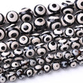 32PCS 12MM NaturalTibetan Stone Beads Round Loose Stone Beads for Jewelry Making DIY Energy Stone Healing Power Bracelet 15"