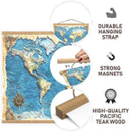 DACRI HOME 34 Inch Magnetic Poster Hanger Frame -Sturdy Teak Wood Poster Frame, Strong Magnets for Quick Hanging Maps, Posters, Picture, Print, Scroll Wall Art 34x22 34x23 34x24 (34", Natural Wood)