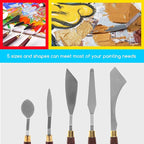 MEEDEN 5 Pieces Painting Knife Set Versatile Stainless Steel Spatula Palette Knife Oil Painting Accessories Mixing Scraper for Oil, Paint Color Mixing, Acrylic Painting