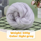 3.53oz Wool Roving Yarn, Fiber Roving Wool Top, Needle Felting Supplies, Pure Wools, Chunky Yarn, Spinning Wools for Needle Felting Wet DIY Hand Spinning (Grey)