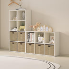 Wood Cube Storage Organizer Closet Cabinet for Living Room Bedroom Study Shelf Bookcase Wooden Floor Standing Open Bookshelf for Kids Home Office Display Storage Cabinet (White, 8-Cube, 11.81in)