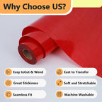 RENLITONG Matte Red Iron on Vinyl Roll - 12Inch x 13ft HTV Heat Transfer Vinyl for T-Shirt, HTV Rolls for All Cutter Machine - Easy to Cut & Weed for Heat Transfer Design
