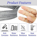 32.8 Feet/10m Stainless Steel Picture Hanging Wire, Heavy Duty Metal Wire for Photo Artwork and Picture Hanging (0.7mm/0.03in)