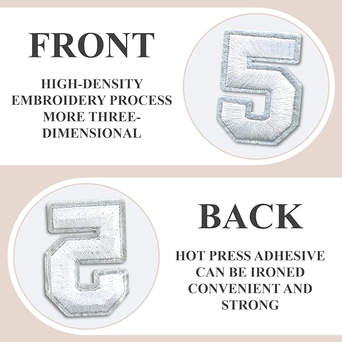 Letter and Number Iron On Patches, A-Z Alphabet and Numbers 0-9 Embroidery Applique Patch, DIY Decorative Heat Press Patches for Clothing Jeans Jackets Backpacks Hats (White 72 Pcs)