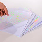36 Sheets Holographic Sticker Paper, Clear Vinyl Laminate Film for Stickers Waterproof, Transparent Overlay Lamination Sticker Paper Self-Adhesive, 6 Patterns-8.5x11 Inch