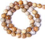 120pcs 6mm Natural Coral Jade Chrysanthemum Stone Beads Round Loose Beads for Jewelry Making,DIY Bracelet Necklace 32" 2 Strands