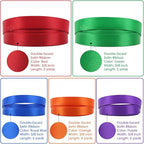 MEEDEE Rainbow Ribbon Solid Color Assortment 10 Colors Double Face Satin Ribbon for Gift Wrapping Happy Birthday Party Decorations, 3/8" X 5 Yard Each Total 50 Yds Per Package