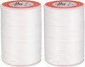 uxcell Round Leather Sewing Waxed Thread, 55m / 60 Yards Polyester Wax String, 0.80mm Wax Stitching Cord for Leather Crafts, Bookbinding, Bracelets Braided, White, 2pcs