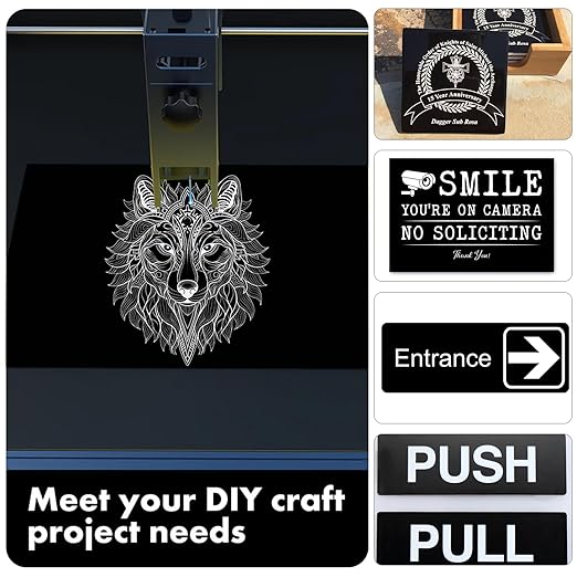 5PCS Laser Engraving Double Color ABS Plastic Sheet,Two-Tone Laserable Engraving Plastic Sheets for Name Badge,Office Label,Laser Artistic Product,Size 11.73" x 11.73",Black/White