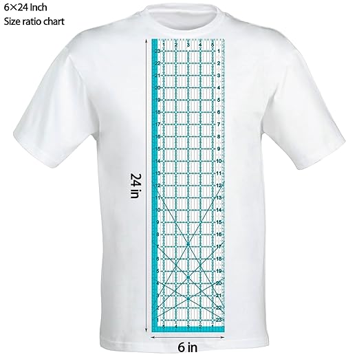 Acrylic Ruler 7 Piece Set, Non Slip Rings 50 Pieces, Quilting Rulers, Size (6"x24"), (2"x24"), (3"x18"), (3"x8"), (1.5"x12"), (1"x12"), (1"x6") (Blue-7 Piece Set)