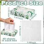 Yinder 24 Packs 960 Sheets Tissue Cube Car Facial Boxes Disposable Facial Travel Tissues Holder Soft Watercolor Boxes 2 Ply 40 Sheets for Wedding Household Car Kitchen Bathroom(Leaf)