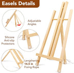 3 Pack 15 Inch Wood Easels, Easel Stand for Painting Canvases, Art, and Crafts, Tripod, Painting Party Easel, Kids Student Tabletop Easels for Painting, Portable Canvas Photo Picture Sign Holder