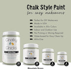 Chalky Chicks 8 Fl Oz Matte Mountain Green (Sage Green) Chalk Paint for Furniture Without Sanding - No Prep Furniture Paint No Sanding All in One for Crafts, Wood, Walls, Cabinet, Metal, Dresser