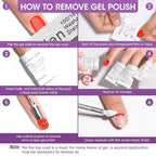 GELLEN Acetone Nail Polish Remover Pads, Professional Gel Polish Remover Pads, 200 Pack Travel Bulk Set with Tools, Individually Wrapped Quick & Effective Soak Off Remover for Salon Home
