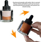 CSY art gallery Pearlescent Acrylic Inks Bottle with Dropper, 1oz - 29.5 ml Set of 6PCS Bronze Gold Red Liquid Drawing Ink for Calligraphy,Wood, Scrapbook Journals, Photo Albums (Saturn Twinkles Set)