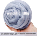 3.53oz Wool Roving Yarn, Wool Felting Supplies, Pure Wool, Chunky Yarn, Spinning Wool Roving for Needle Felting Wet Felting DIY Hand Spinning (ash Blue)