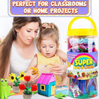 FUNZBO Arts and Crafts School Supplies for Kids -Kindergarten School Supplies Set with Glitter Glue Stick,Glue, Pipe Cleaners Craft and Kids' Scissor, Birthday Gifts for Girls Boys Age 4+