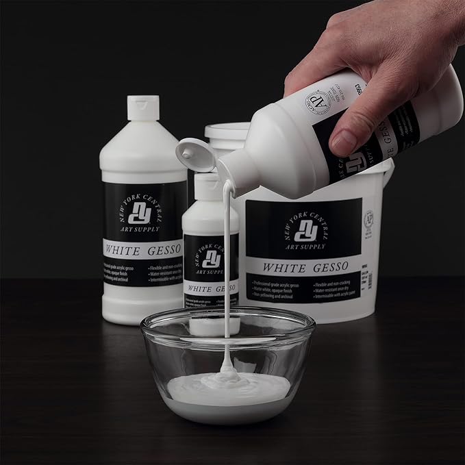Acrylic Gesso - White Professional Grade Gesso for Painting, Acrylic, Oil, Pastels, & More! - 32 oz Bottle
