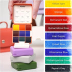 Funto Pocket Watercolor Set, Travel Color Kit, with 9 Colors, Leather Bag, Paint Water Cup, Foldable Palettes, and Mini Watercolor Papers, Set for Art
