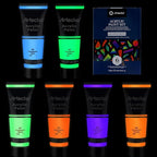 Artecho Glow in the Dark Paint 6 Colors, 120 ml / 4 oz Acrylic Paint for Decoration, Art Painting, Outdoor and Indoor Art Craft, Supplies for Canvas, Rock, Wood, Waterproof Rich Pigments