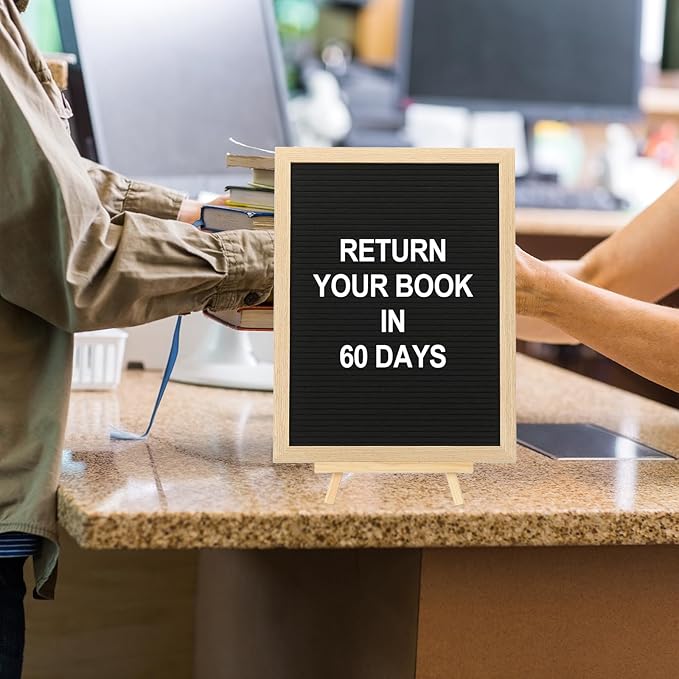 PATIKIL Felt Letter Board, 10x10Inches Black Wooden Changeable Message Board with Storage Bag Stand for Kitchen Menu Farmhouse Decor Notes, White Bronze Letter