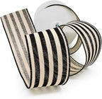 CT CRAFT LLC Striped Canvas Cotton Ribbon 2.5" x 10 Yards Ivory/Black Stripes for Thanksgiving Christmas Home Décor Gift Wrapping Outdoor Tree Topper Bow Wreath