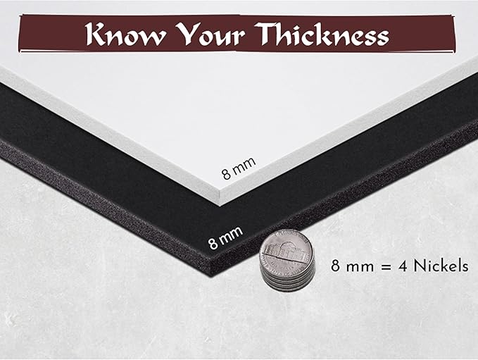 2-Pack Shape Retention EVA Cosplay Foam - 8mm Thick (White) 14x39 inch High Density EVA Craft Foam Sheets - Premium 85 kg/m3 Heat Shape Material for DIY, Comic, Con or Halloween Costumes - The Foamory