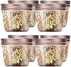 Novelinks 4 Ounce Clear Plastic Jars with Rose Gold Lids - Refillable Round Containers for Kitchen & Household Storage - BPA Free (40 Pack)
