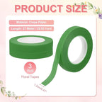 MECCANIXITY 3 Rolls Floral Tapes, 30 Yard x 1/16 in Florist Crepe Flowers Bouquets Tape Adhesive Waterproof for Flower Arranging Wrapping, Light Green