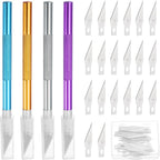 MECCANIXITY 4 Pcs Exacto Knife, Craft Hobby Knife with 40 Exacto Blades(#11) Profession Craft Knives for Crafting, Modeling, Scrapbooking (Purple, Gold, Blue, Silvery)