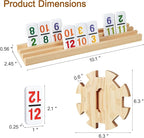 Mexican Train Dominoes Set with 4 Wooden Trays/Racks and Portable Carrying Case,Travel Colorful Double 12 Dominoes - 91 Numbered Tiles,for Kids and Adults
