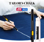 Heat Erasable Fabric Markers for Sewing, Quilting & Embroidery & DIY Crafts - Washable, Refillable DIY Chalk Pens for Cotton & Knitted Fabrics, Sewing Supplies (2 Pens+20 Refills)