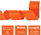 HUIHUANG Orange Satin Ribbon 2 inch Wide Double Faced Satin Ribbon Orange Ribbon for Gift Wrapping, Bows Making, Flower Bouquet, DIY Crafts, Wedding, Holiday Party Decor -25 Yards/Roll