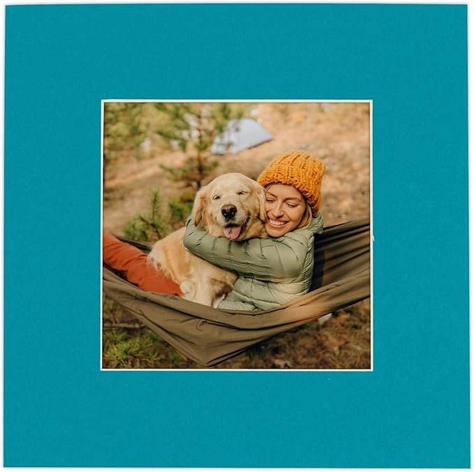 6x8 Mat for 8x10 Frame - Precut Mat Board Acid-Free Show Kit with Backing Board, and Clear Bags Teal Blue 6x8 Photo Matte Made to Fit a 8x10 Picture Frame Matboard for Framing, Pack of 1 Mat