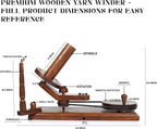 Bhartiya Handicrafts Wooden Yarn Ball Winder & Table Top Swift Set, Hand Operated Rosewood Combo Winder, Large Capacity 8 to 10 oz Yarn Fiber Winder, Wool String Swift Winder (Rosewood Winder & Swift)