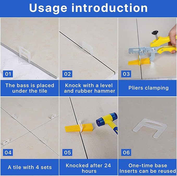 2200 Pcs Tile Leveling System Clips 1/8" (3.0mm) for Ceramic Tile and Stone Installation - DIY Tile Leveler Spacers Kit for Perfect Alignment(2200, 1/8)