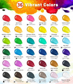 52 PCS Acrylic Paint Set with 12 Brushes, 2 Knives & Palette, 36 Colors (2oz/60ml) Art Craft Paint for Adults Kids Artists Beginners, Halloween Pumpkin Canvas Ceramic Rock Painting Kit