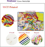 Hopeart Stamped Cross Stitch Kits for Beginner Embroidery Kits for Beginners Adults DIY 11CT Cross Stitch Patterns Needlepoint Kits Crossstitching Kits-Van Gogh Starry Cat 18x18 inch