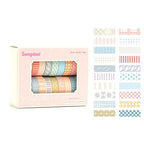 20 Rolls Basic Washi Tape Set Japanese Arts Adhesive Tapes Simple Patterns Decorative Masking Tape Sets for Craft, Kids, Scrapbook, DIY, Gift Wrapping (Style One)