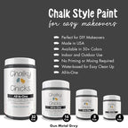 Chalky Chicks All-in-One Chalk Paint for Furniture or Cabinet -4Fl Oz -Matte Finish Gun Metal Gray (Dark Gray) for Metal, Wood Furniture Paint - No Sanding All-in-One for Home Decor & Crafts, USA Made