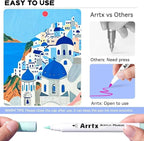 Arrtx 60 Colors Acrylic Paint Pens, Markers Paint Pens, Brush Tip for Rock Painting, Wood, Canvas, Stone, Ceramic, DIY Crafts Making Art Supplies-with Neon & Metallic & Regular Color-60A