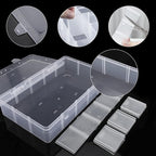 15 Large Grids Plastic Organizer Box with Dividers, 2 Pack Clear Compartment Container Storage for Washi Tapes Beads Crafts Jewelry Fishing Tackles, Size 11 x 6.3 x 2.2 in