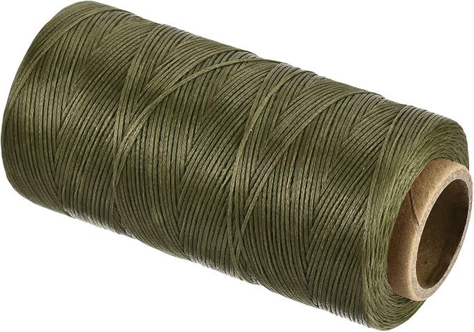 MECCANIXITY Waxed Thread,284 Yard 0.8mm 150D Flat Wax Thread Polyester Waxed String for Leather Sewing Hand Weaving Book Binding Home Decoration,Dark Green