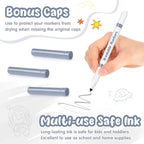 18 Pcs Line Washable Markers Bulk Grey Fine Tip Markers Set Coloring Thin Tip Drawing Washable Pen for Kids Art School Classroom Back to School Gender Reveal Party Supplies, Ages 6+