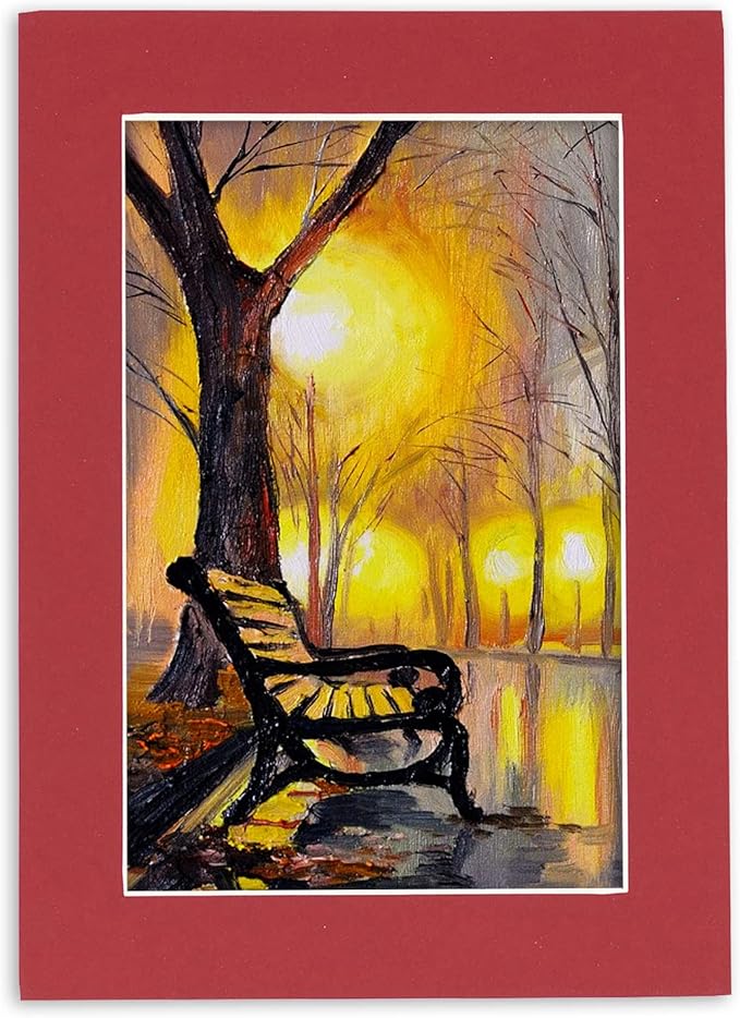 5x7 Mat for 8.5x11 Frame - Precut Mat Board Acid-Free Deep Red 5x7 Photo Matte Made to Fit a 8.5x11 Picture Frame, Premium Matboard for Family Photos, Show Kits, Art, Picture Framing, Pack of 10 Mats