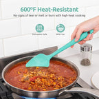 U-Taste Silicone Spatula Set, 600ºF High Heat Resistant, Seamless Food Grade Flexible Rubber Kitchen Cooking Mixing Baking Scraper for Nonstick Cookware Set of 3 (Aqua Sky)
