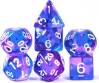 7-Die DND Dice Set Polyhedral Dice Set with a Leather Dice Bag, D&D Dice Set for Dungeons and Dragons, RPG Table Games (T/Purple Blue)
