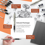 Nicpro 0.7 mm Art Mechanical Pencil Set in Storage Case, 3 PCS Metal Drafting Pencil Lead Pencil with 6 Tube HB Lead Refills, 3 Erasers, 9 PCS Eraser Refills for Artist Writing, Drawing, Sketching