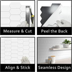 The Tiles Plaza 10-Sheet Peel and Stick Backsplash, White Long Hexagon Self Adhesive Wall Tile, Stone Composite Stick On Decorative Mosaic Tile for Kitchen Bathroom Fireplace